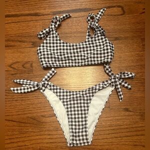 BLACK AND WHITE CHECKERED BIKINI (XS) 🖤🤍